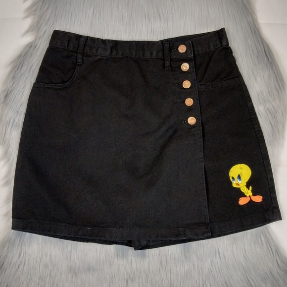 Vintage Pants - Vintage 90s High Waist Tweety Foldover Wrap Skort